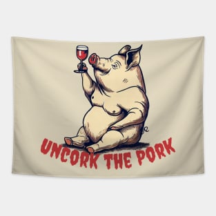 Uncork the Pork Piggy Wine Taster Tapestry