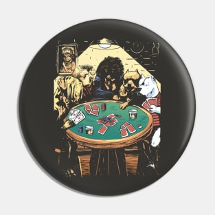 Funny Dogs Playing Poker Illustration Pin