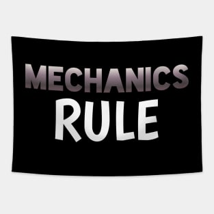 Mechanics Rule - Sports Cars Enthusiast - Graphic Typographic Text Saying - Race Car Driver Lover Tapestry