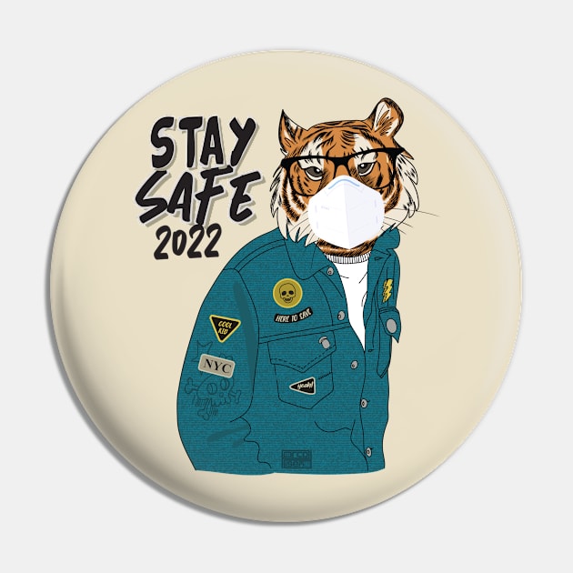 Awesome Chinese Tiger Stay Safe Masks Pandemic New Year 2022 Pin by porcodiseno