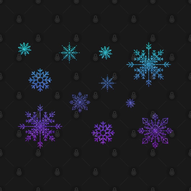 Purple Blue Ombre Faux Glitter Snowflakes by Felicity-K