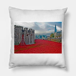 Red Poppies At The Tower Of London Pillow