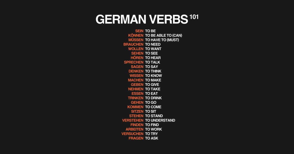 German Verbs German T Shirt TeePublic