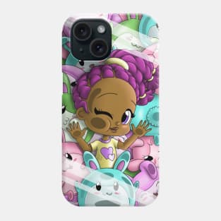 African American Girl and Bunnies Phone Case