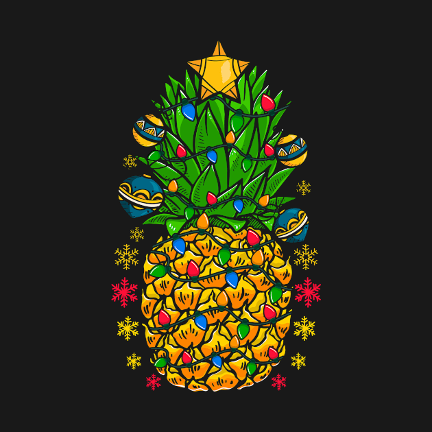 Tropical Pineapple Hawaiian Xmas Lights Christmas In July by shirtsyoulike