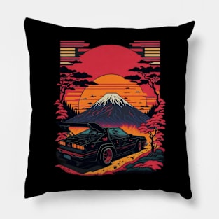 Car in the Japanese Sunset Pillow