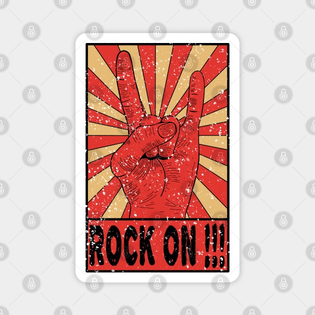 cool vintage rock'n roll rock on Magnet by A Comic Wizard