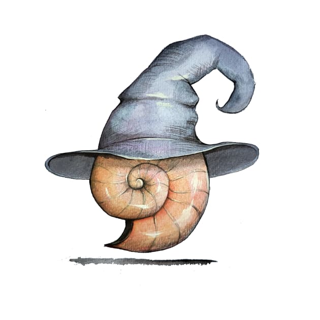 Ammonite Fossil Halloween Witch by IndiasIllustrations