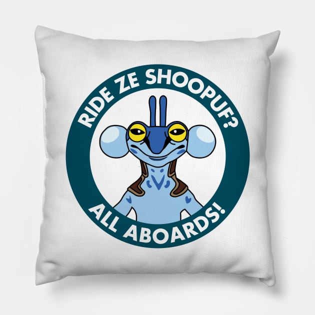 Hypello: Ride Ze Shoopuf? All Aboards! Pillow by inotyler