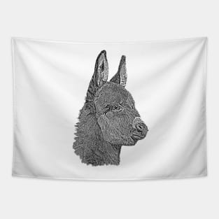 Cute donkey pencil drawing monochrome realist art Tapestry