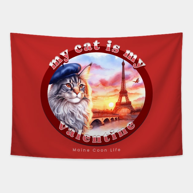 My French Valentine Cat Maine Coon Life 09M Tapestry by catsloveart