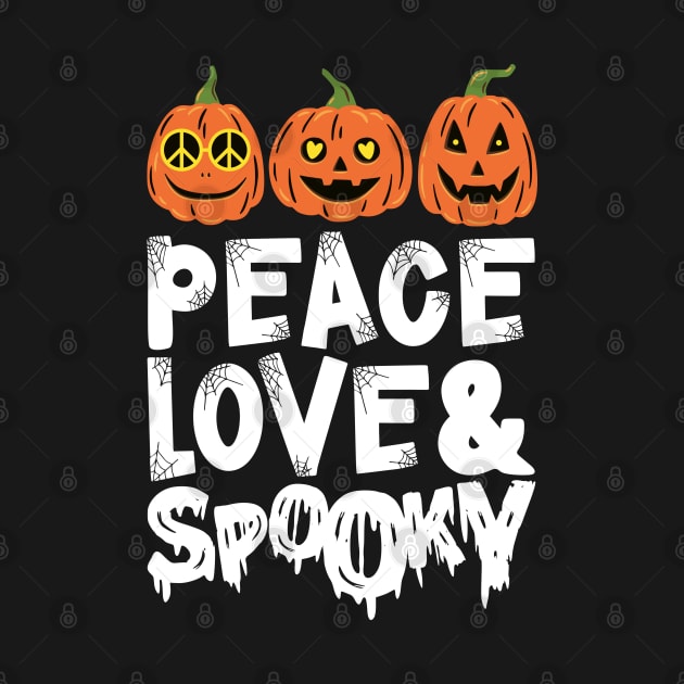 Groovy Peace Love & Spooky Halloween Pumpkins Jack O Lantern by August Design