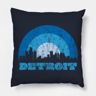 Detroit Vintage Sunrise - Football Colors Pillow