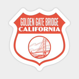 Golden Gate Bridge California Retro Shield (Red) Magnet