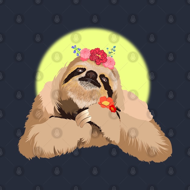 Spirit Animal Sloth with Wildflowers by Spirit Animals 21