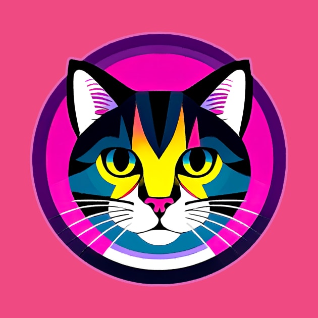 Cute Colorful Cat Portrait For Good Mood And Positivity by funfun