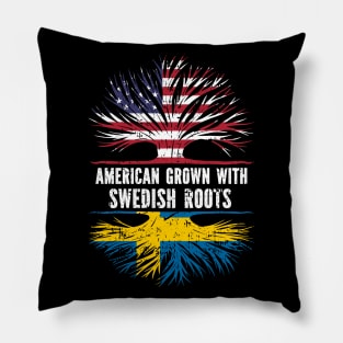 American Grown with Swedish Roots USA Flag Pillow