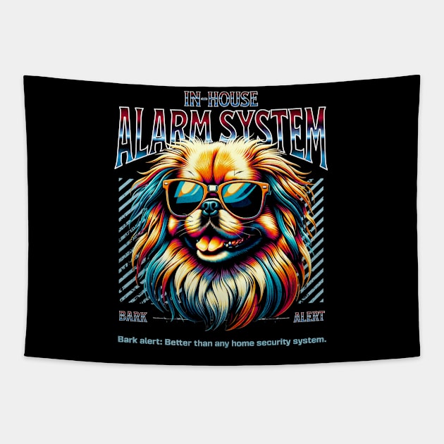 Bark Alert Pekingese Dog Tapestry by Miami Neon Designs