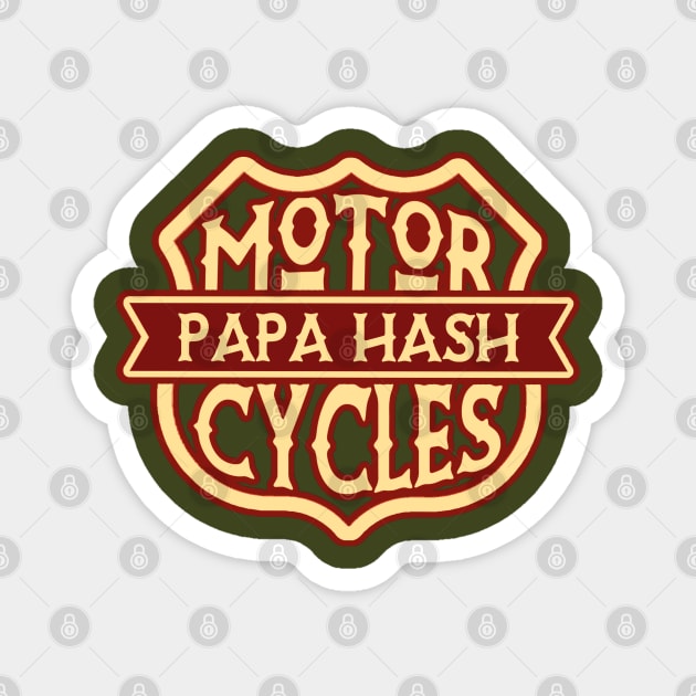 Papa Hash Apparel: Motorcycle Shield Magnet by Papa Hash's House of Art