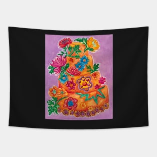 Orange Cake on Lavendar Tapestry