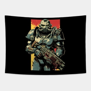 Dystopian Knight in Full Armor - Post Apocalyptic Tapestry