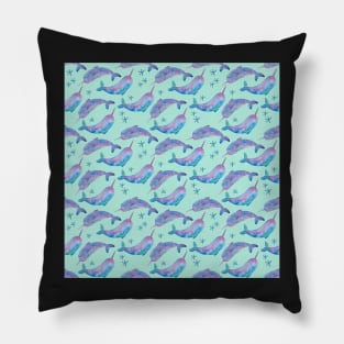 watercolour Narwhals Pillow