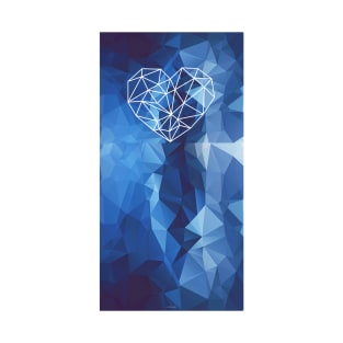 Heart geometric style blue abstract background T-Shirt