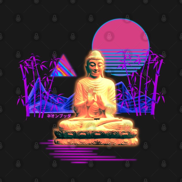 Neon Buddha Vaporwave Synthwave by Shirt Vibin