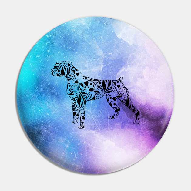 Distressed Watercolour Boxer Mandala Pin by tribbledesign