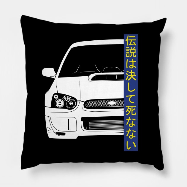 Impreza WRX STI Rallye JDM Tuning Car 90s "Legends never die" Pillow by Automotive Apparel & Accessoires