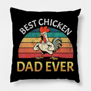 Retro Best Chicken Dad Ever Angry Chicken Daddy Fathers Day Pillow