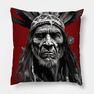 Ayahuasca And the Old Shaman Black and White Pillow