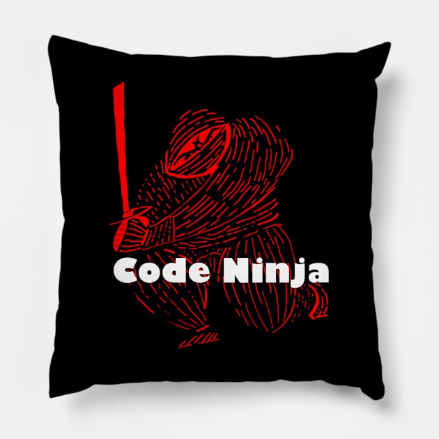 Code Ninja (red and black) Pillow by DMcK Designs