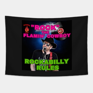 ROCK the Flamin Cowboy Rockabilly Rules Tapestry