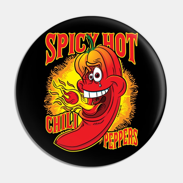 Spicy Flaming Red Hot Chili Peppers Pin by eShirtLabs