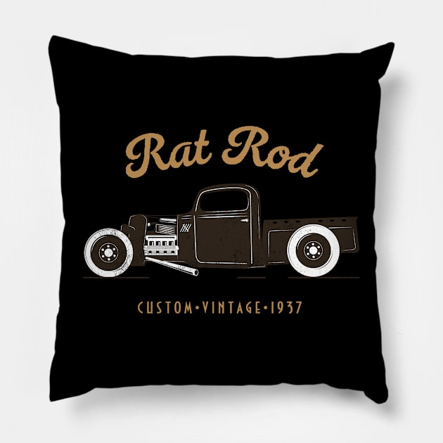 Rat Rod Vintage Hot Rod Pillow by MadeByBono