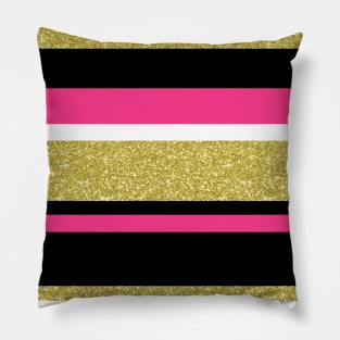Gold fuchsia stripes pattern Pillow