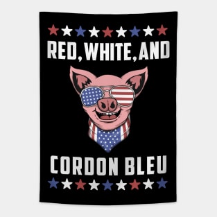 4th of July Patriotic Pig: Red, White, and Cordon Bleu Tapestry