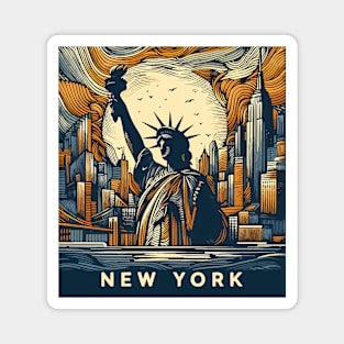 The Statue of liberty New York Abstract Cityscape Magnet