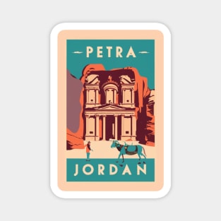 A Vintage Travel Art of Petra - Jordan Magnet