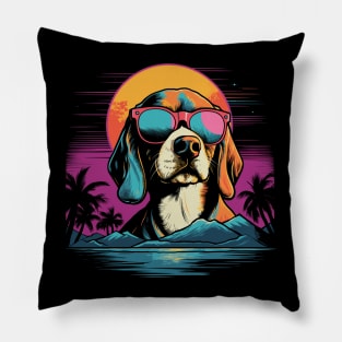 Retro Wave Beagle Dog Pillow