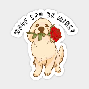woof you be mine? Valentine, Couple Magnet