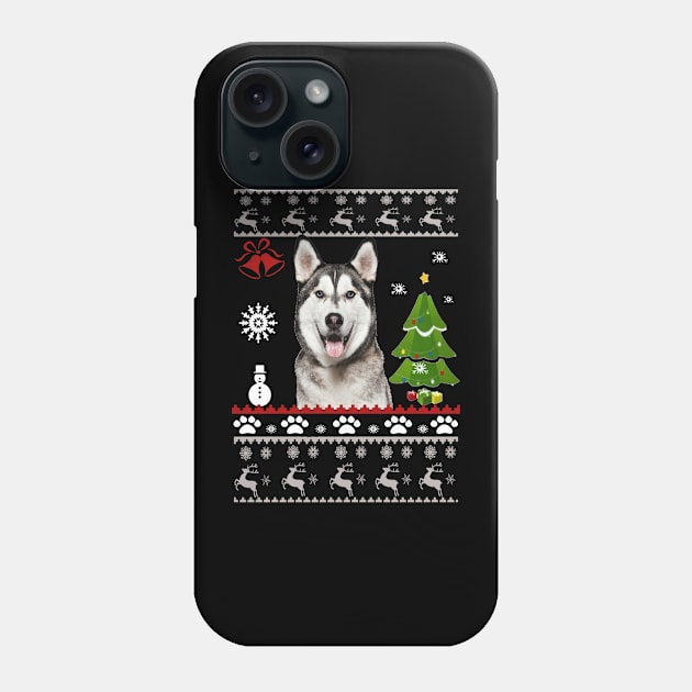 Husky Dog Ugly Christmas Sweater Phone Case by BoongMie