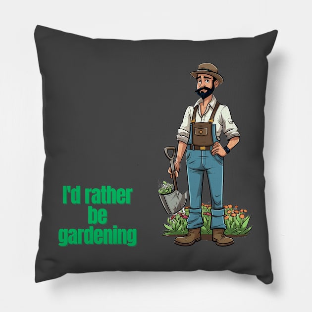 Cartoon design of a male gardener with humorous saying Pillow by CPT T's