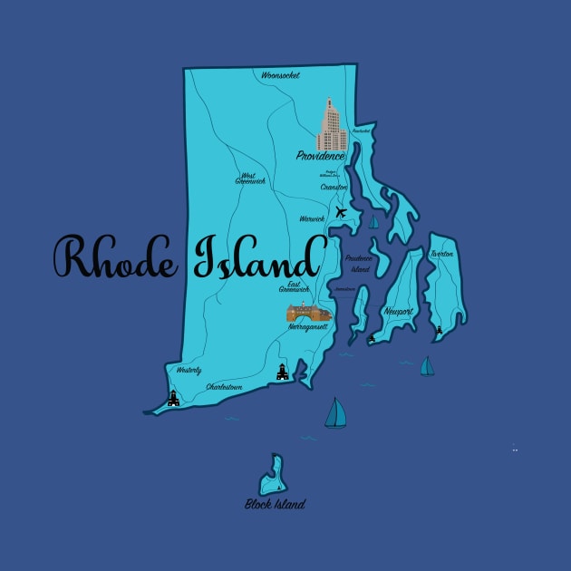 Rhode Island Ocean State- Map by ACGraphics