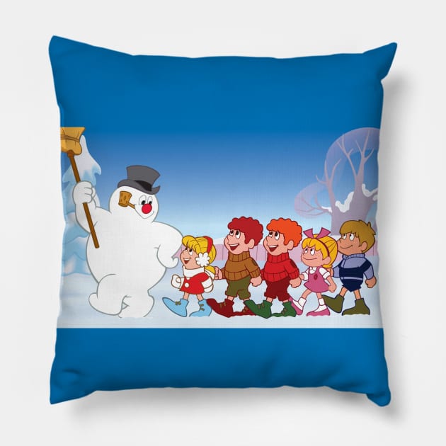 Frosty and the kids! Pillow by Pop Fan Shop