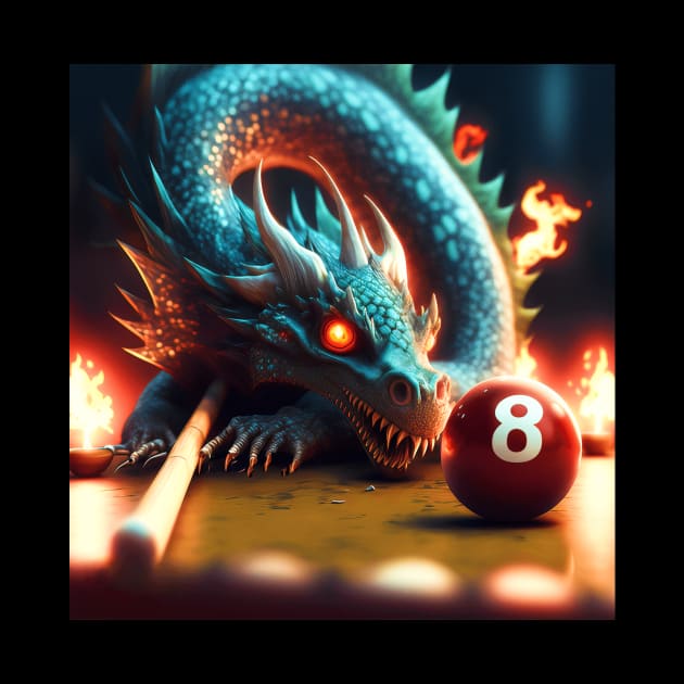 Fire Dragon Playing Pool by Dragon Cove