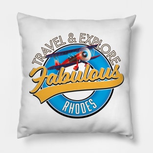 Travel explore fabulous Rhodes logo Pillow