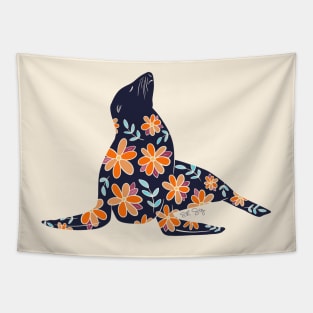 Floral Seal - 70s colors Tapestry