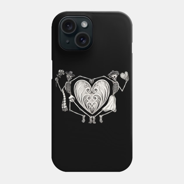 Sugar skull in love day of the dead. Phone Case by Jiewsurreal